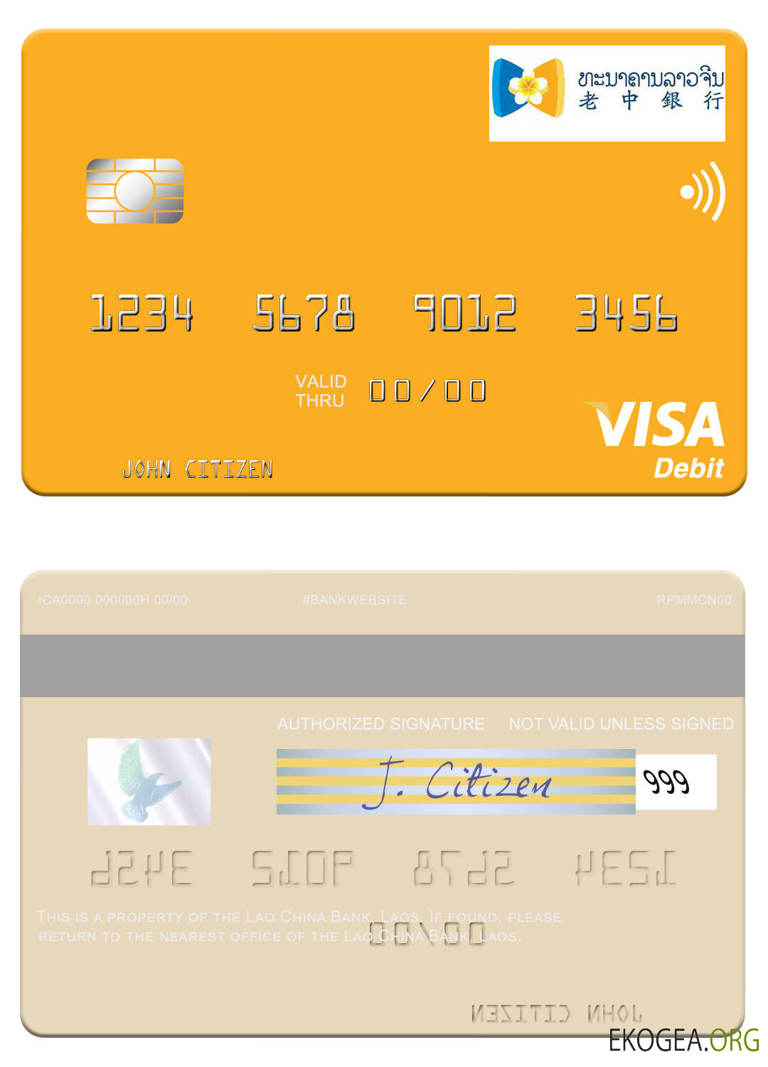 Carte de débit visa Laos Lao China Bank